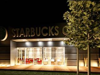 Diseño Starbucks Black Gold Puerto Vallarta Jalisco., Anclas Arquitectos Anclas Arquitectos Rumah Modern