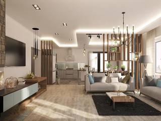 Дизайн интерьера коттеджа в Энгельсе (300 кв.м), ДизайнМастер ДизайнМастер Eclectic style living room Beige