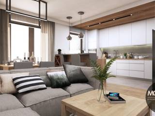 Ciepłe i jasne mieszkanie w nowoczesnym stylu, MONOstudio MONOstudio Living room