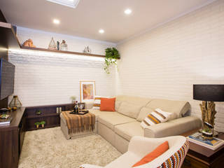 APARTAMENTO CENTRO II, Join Arquitetura e Interiores Join Arquitetura e Interiores Rustic style living room