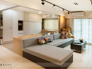 富立DC休閒會館 寬森空間設計 Industrial style living room Solid Wood Brown