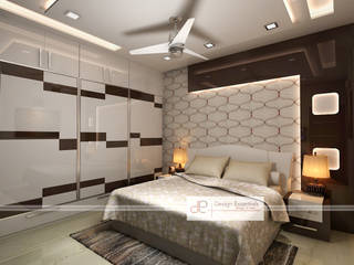 Residence at Rohini, New Delhi, Design Essentials Design Essentials モダンスタイルの寝室 合板（ベニヤ板）
