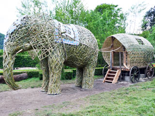 Eléphant grandeur nature en bambou - Parc de Wesserling, Déambulons Déambulons Ulteriori spazi Bambù Verde