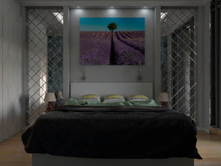 Квартира в ЖК 9-18, AG design AG design غرفة نوم زجاج