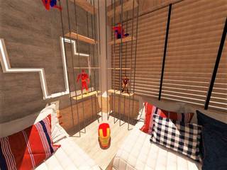 Quanto Super Heróis, Duna Arquitetura Duna Arquitetura Industrial style nursery/kids room Engineered Wood Transparent