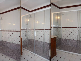 Divisória de abertura central vidro transparente , Euroduches Lda. Euroduches Lda. Phòng tắm phong cách kinh điển Ly