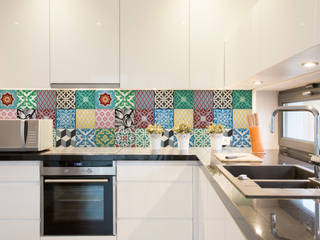 Mosaic tile wall stickers, Turquoise Turquoise Cocinas de estilo mediterráneo