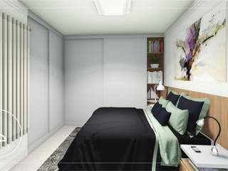Suíte casal, R.E. Projetos R.E. Projetos Dormitorios de estilo minimalista Tablero DM