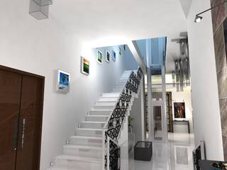 Barari Villa, Gurooji Designs Gurooji Designs Modern corridor, hallway & stairs