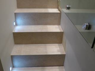 basement conversions, Style Within Style Within Modern Corridor, Hallway and Staircase Concrete Grey