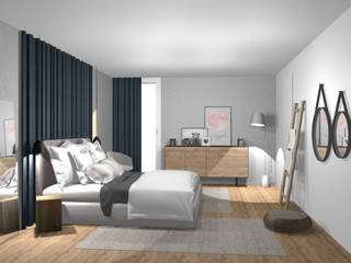 3D Stylisches Schlafzimmer, wohnly wohnly Phòng ngủ phong cách hiện đại Bê tông