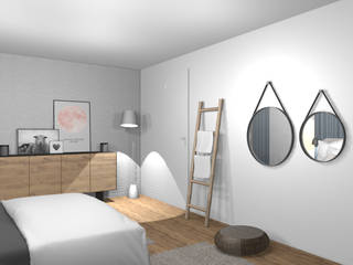 3D Stylisches Schlafzimmer, wohnly wohnly Kamar Tidur Gaya Skandinavia