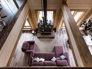Индивидуальный проект дома из клееного бруса 568 кв.м., GOOD WOOD GOOD WOOD Modern Living Room