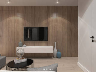 80-metrów bliskiej Woli, SIMPLIKA SIMPLIKA Modern living room Wood Wood effect