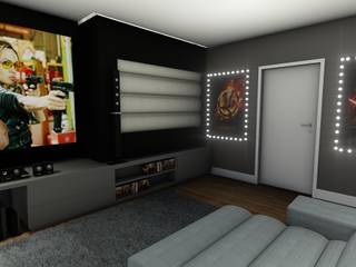 Reforma para uma família com estilos diferentes - moderno e colorido, Studio² Studio² Moderner Multimedia-Raum