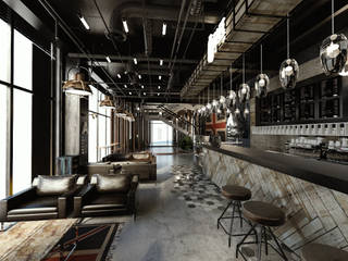 [Café ] 180평 패셔너블리한 공간 - 인더스트리얼 인테리어디자인, 디자인 이업 디자인 이업 Вітальня