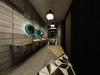 [Café ] 180평 패셔너블리한 공간 - 인더스트리얼 인테리어디자인, 디자인 이업 디자인 이업 حمام