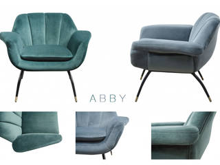 Samt Sessel im Retro Look, Matz Möbel Matz Möbel Living roomSofas & armchairs Textile Blue