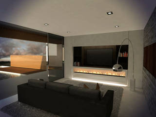 Living Metamorfosis Arquitectura Salones minimalistas Living,minimalista,moderno,hogar,fuego,hormigon,carpinteria