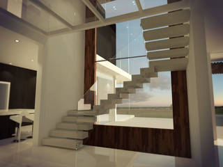 Casa Mana, Metamorfosis Arquitectura Metamorfosis Arquitectura Modern corridor, hallway & stairs Concrete Grey