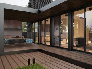 Загородный дом. Современная архитектура и интерьер, Zooi Zooi Minimalist balcony, veranda & terrace