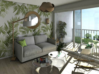 La Rénovation Complète d'un Studio avec la Vue sur la Mer, MJ Intérieurs MJ Intérieurs Living room