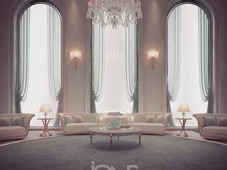 Majlis Interior Design de haute élégance, IONS DESIGN IONS DESIGN Minimalistische Wohnzimmer Kupfer/Bronze/Messing Grün