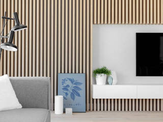 Our photoshoot of minimalistic apartment design by Design My Deer Ayuko Studio Minimalistyczny salon