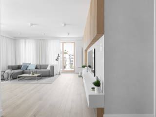 Our photoshoot of minimalistic apartment design by Design My Deer Ayuko Studio Minimalistyczny salon