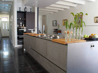 Verbouw monumentale woning, studio architecture studio architecture Modern kitchen Concrete Grey