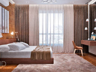 Спальня в двухэтажном доме в стиле лофт, Студия дизайна ROMANIUK DESIGN Студия дизайна ROMANIUK DESIGN インダストリアルスタイルの 寝室