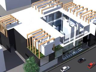 ออกแบบ 3d อาคารพานิชย์ 2ชั้น style modern, Define of Design Define of Design Casas modernas: Ideas, diseños y decoración Caliza