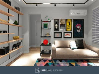 Apartamento NF, MODI Arquitetura & Interiores MODI Arquitetura & Interiores Eclectic style living room