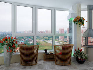 Дизайн балкона в квартире по ул. Сормовская, г.Краснодар, Студия интерьерного дизайна happy.design Студия интерьерного дизайна happy.design Terrace
