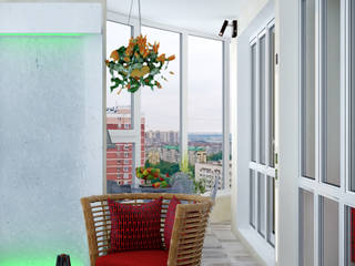 Дизайн балкона в квартире по ул. Сормовская, г.Краснодар, Студия интерьерного дизайна happy.design Студия интерьерного дизайна happy.design Modern Terrace