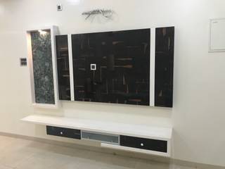 Luxury Interior Design 3 BHK Flat, Nabh Design & Associates Nabh Design & Associates Ruang Keluarga Minimalis Kayu Lapis