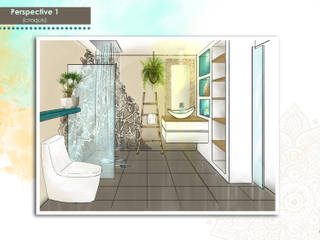 Salle de bain, DESIGN KREATION DESIGN KREATION Tropische badkamers Steen