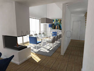 3D Dining Room, Movelvivo Interiores Movelvivo Interiores Minimalist dining room White
