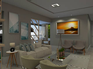 Projeto de Interiors - Condomínio Wide Cambuí - Campinas, Espaço AU Espaço AU Modern living room