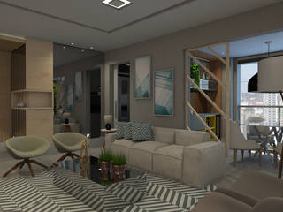 Projeto de Interiors - Condomínio Wide Cambuí - Campinas, Espaço AU Espaço AU Modern living room