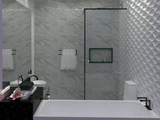 Banheiro Cinza, Mayara Feitosa Arquitetura Mayara Feitosa Arquitetura
