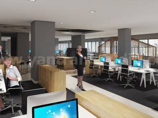 Stylish Office Interior Design Ideas by Yantram interior design firms Bern, Switzerland, Yantram Animation Studio Corporation Yantram Animation Studio Corporation Powierzchnie handlowe Cegły