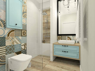 Mała przytulna łazienka w pastelowych kolorach, Esteti Design Esteti Design حمام خشب Wood effect
