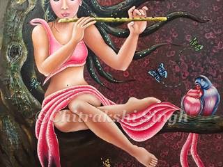 Purchase “Devotee with Flute” Oil Painting at Indian Art Ideas, Indian Art Ideas Indian Art Ideas ІлюстраціїКартини та картини