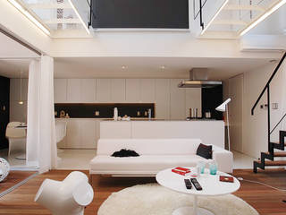 mona-ka, コト コト Modern living room Leather White