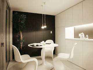 mona-ka, コト コト モダンデザインの 多目的室 プラスティック 白色