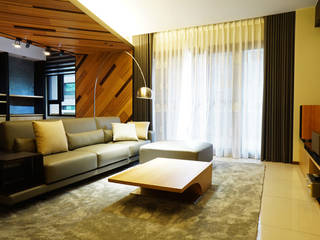 全室案例-新北市張宅, ISQ 質の木系統家具 ISQ 質の木系統家具 غرفة المعيشة