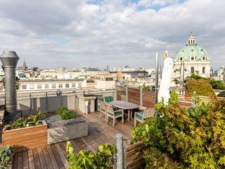 Dachterrassen Wien 4, cy architecture cy architecture Moderner Balkon, Veranda & Terrasse