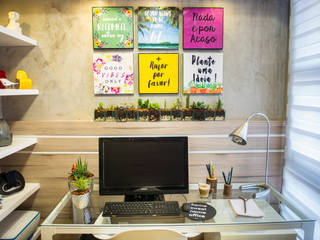 Sala de estudo, Juliana Teixeira Arquitetura Juliana Teixeira Arquitetura ห้องทำงาน/อ่านหนังสือ