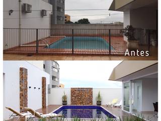 Antes e depois edícula e piscina, Ediane Tramujas Arquitetura Ediane Tramujas Arquitetura